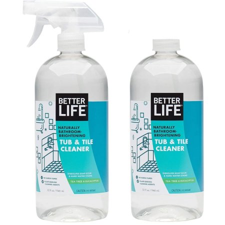  Two containers of Better Life Tub and Tile Cleaner on a white background.