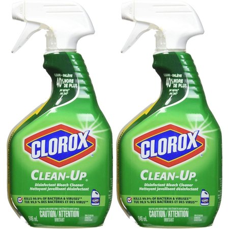  Two spray bottles of Clorox Clean-Up Disinfecting Bleach Cleaner Spray on a white background.