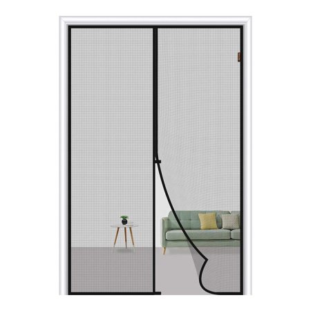  The Magzo Screen Door Magnets Fiberglass Door Mesh on a white background with a couch and side table in the background.