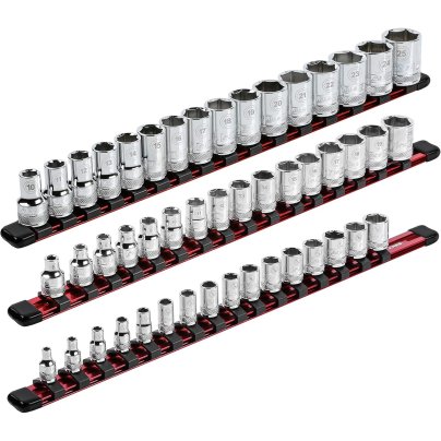 The Best Socket Organizer Option:Ares 70204 3-Piece Aluminum Socket Organizer