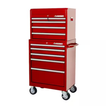  The Husky 10-Drawer Tool Chest and Cabinet Combo on a white background.