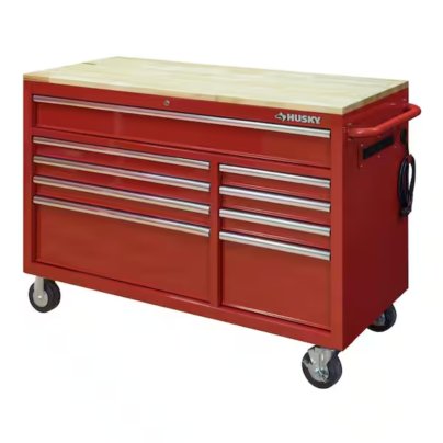 The Husky Standard Duty 9-Drawer Mobile Workbench Cabinet on a white background.