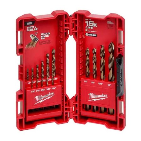  The Best Cobalt Drill Bits Option: Milwaukee 15-Piece Cobalt Red Helix Drill Bit Kit