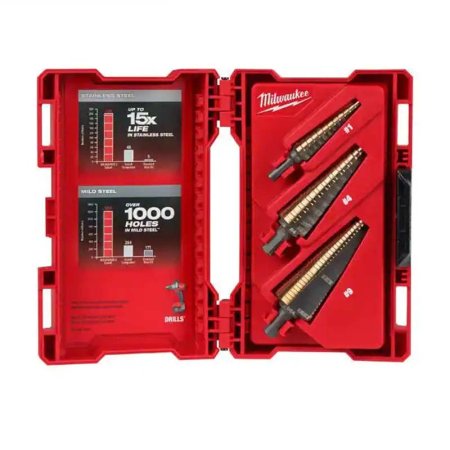  The Best Cobalt Drill Bits Option: Milwaukee 3-Piece Cobalt Step Drill Bit Set