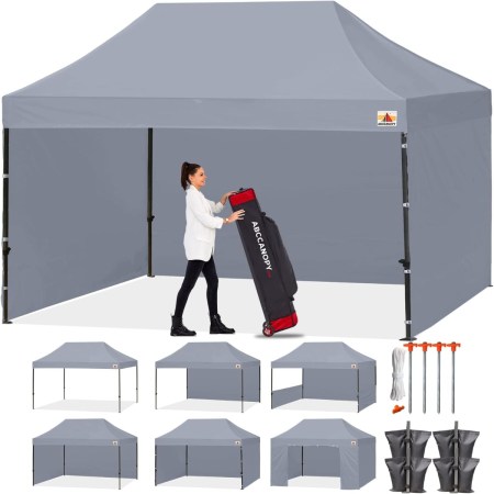  Several ABCCanopy Commercial Pop-Up Canopies on a white background