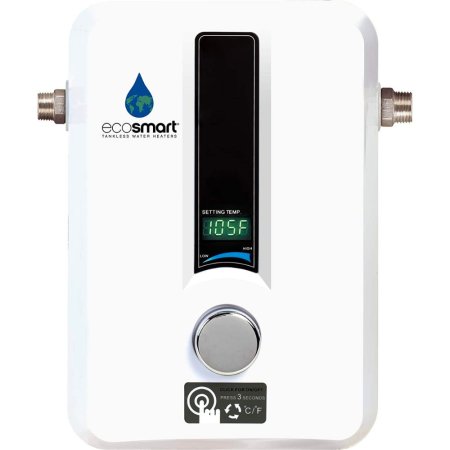  The EcoSmart ECO 11 Electric Tankless Water Heater on a white background.