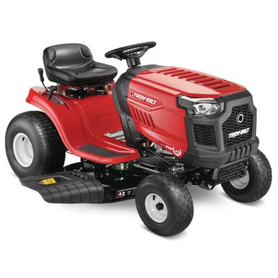 The Troy-Bilt Bronco 42 Riding Lawn Tractor on a white background.