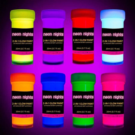  The Best Glow in the Dark Paint Option: neon lights 2-IN-1 Glow In The Dark Acrylic Paint Set