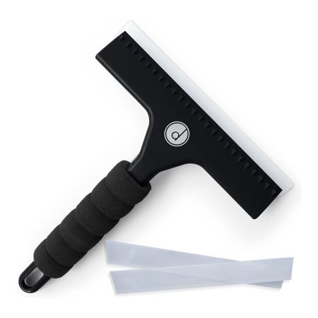  The Desired Tools All-Purpose Silicone Shower Squeegee and extra blades on a white background.