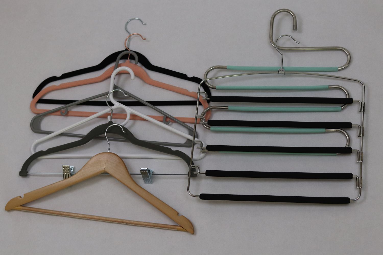 10 pack Simply Essential Wood Suit Pants Clothes Closet Hangers w Metal  Hooks