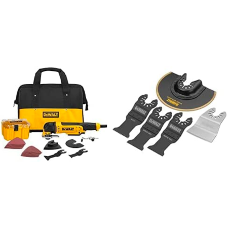  DeWalt DWE315K Oscillating Multi-Tool Kit with all pieces laid out