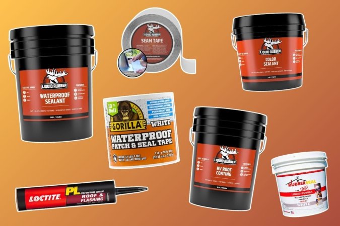 Seven best roof sealants on an orange background