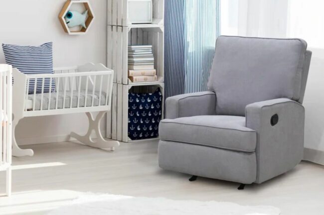 A rocker recliner in a nusery