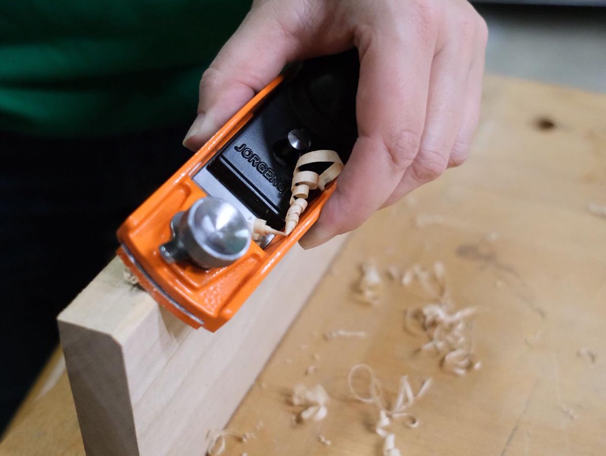 The Best Hand Plane Pony Jorgensen Block Plane Chamfering Edge Photo by Erin Law Photography