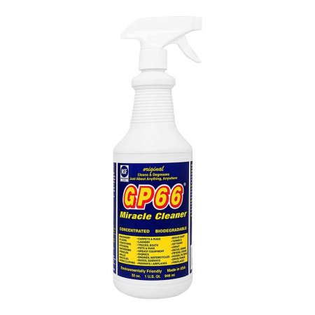  A spray bottle of GP66 Miracle Cleaner on a white background.