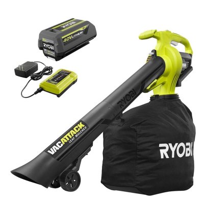 Ryobi 40V Vac Attack Leaf Vacuum/Mulcher Kit on a white background