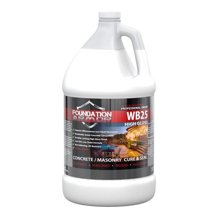  A jug of Foundation Armor WB25 Acrylic High-Gloss Sealer on a white background.