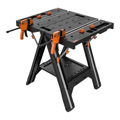 The Worx Pegasus Folding Work Table & Sawhorse on a white background.