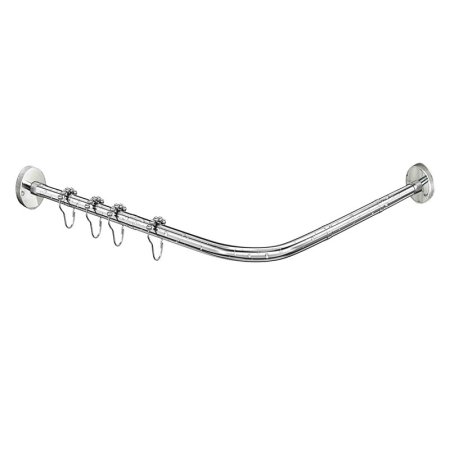  Sikaiqi chrome L-Shaped Corner Shower Curtain Rod on white background