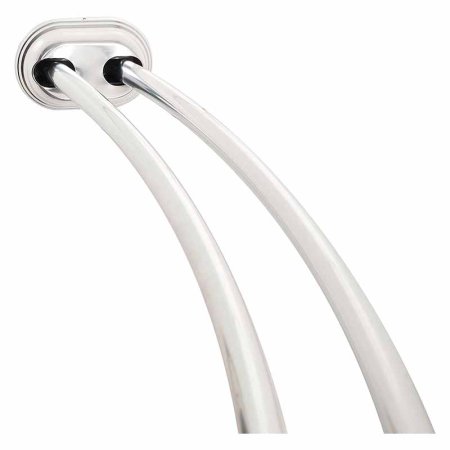  Zenna Home chrome NeverRust Double Curved Shower Rod on white background