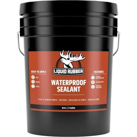  Liquid Rubber Waterproof Sealant in blacket bucket on white background