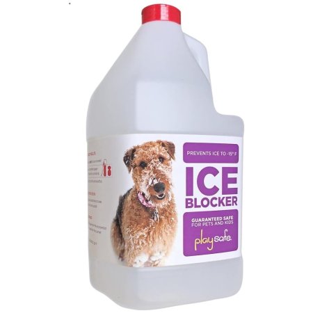  A jug of PlaySafe Ice Blocker on a white background.