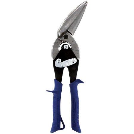  The Best Tin Snips Option: Midwest Power The Midwest Power Cutter Offset Long Cut Aviation Snip on a white background.