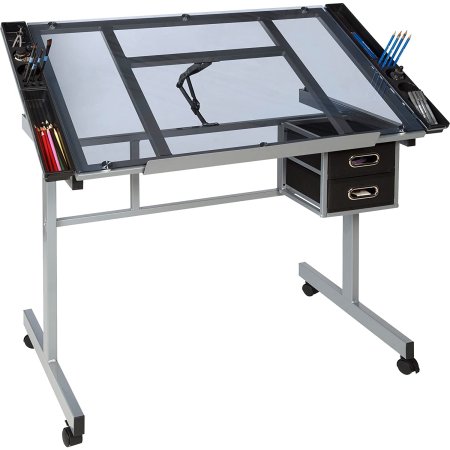  The Best Drafting Table Option: OneSpace Silver With Blue Craft Station