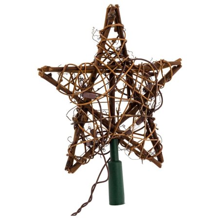  The Kurt Adler Light Rattan Natural Star Tree Topper on a white background.