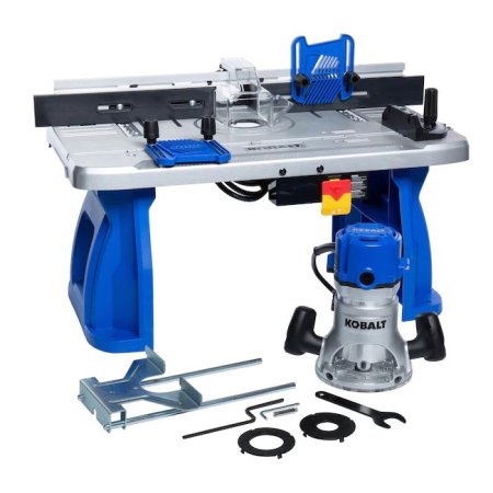  Kobalt Corded Router and Router Table on a white background