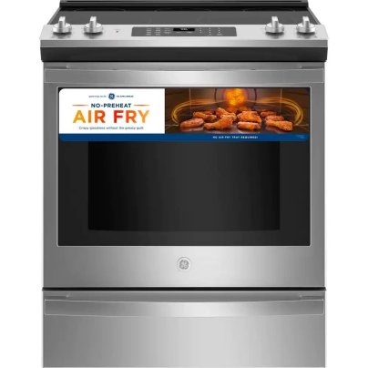 GE 30 in. 5.3 cu. ft. Slide-In Electric Range on a white background