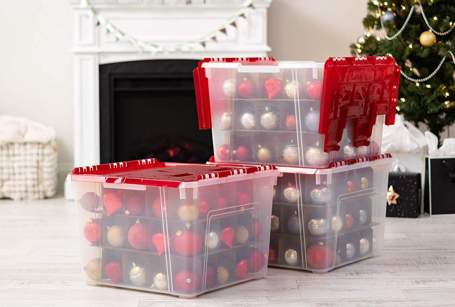 Sterilite 20 Compartment Christmas Holiday Ornament Storage Box, Red (6  Pack) - Walmart.com