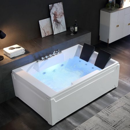  Empava 72-Inch 2-Person Hydromassage Tub in a bathroom