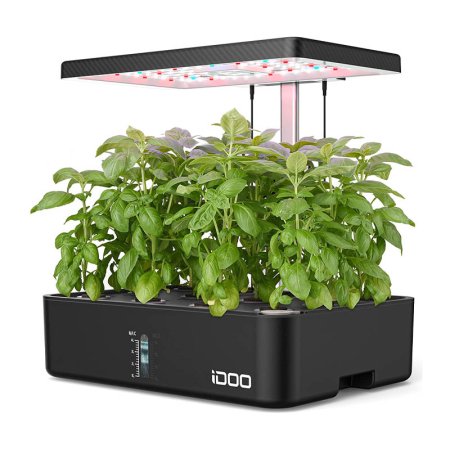  The iDOO 12 Pods Indoor Garden Kit full of multiple growing basil plants.