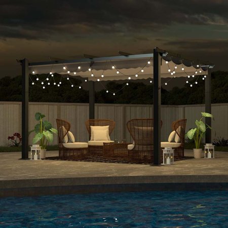  Veikous Aluminum Pergola With Canopy next to a pool