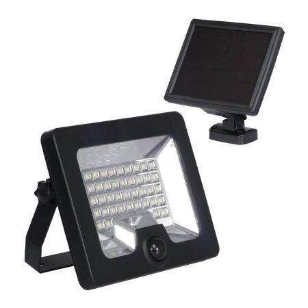  The Westinghouse Security Light 1000 Lumens Solar Lights and its solar panel on a white background.