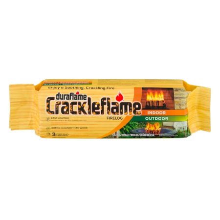  An individual Duraflame Crackleflame Fire Log wrapped in its yellow packaging on a white background.An individual Duraflame Crackleflame Fire Log wrapped in its yellow packaging on a white background.An individual Duraflame Crackleflame Fire Log wrapped in its yellow packaging on a white background.An individual Duraflame Crackleflame Fire Log wrapped in its yellow packaging on a white background.