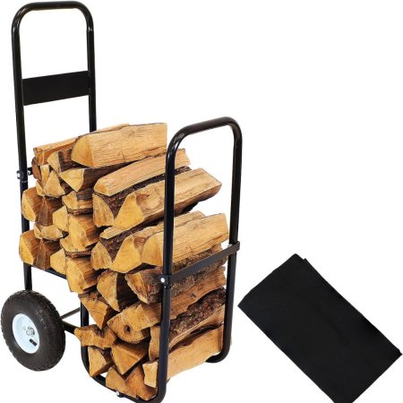  The Best Firewood Rack Option: Sunnydaze Firewood Log Cart With Waterproof Cover