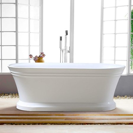  Vanity Art VA6610 Freestanding Acrylic Bathtub in front of a window