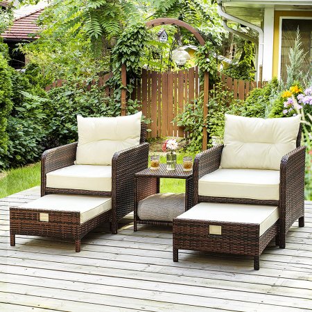  The Best Patio Chairs Option: Pamapic 5-Piece Wicker Patio Seats With Ottomans