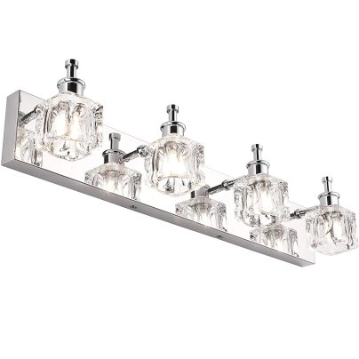 The Presde Modern Chrome Crystal Bath Vanity Lighting on a white background.