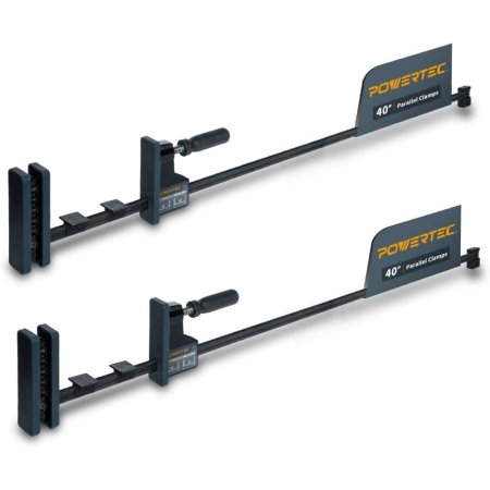  Two Powertec 71602 40-Inch Parallel Clamps on a white background