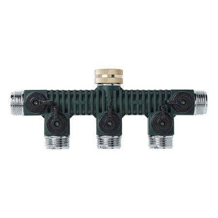  Orbit 62019 5-Way Zinc Hose Faucet Valve Manifold on a white background