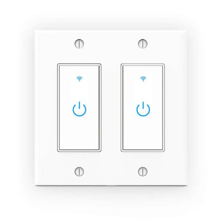  The Lesim 2 Gang Touch Wi-Fi Smart Light Switch on a white background.