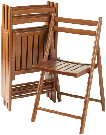  The Best Folding Chair Option: Winsome Robin 4-PC Folding Set Teak Chair