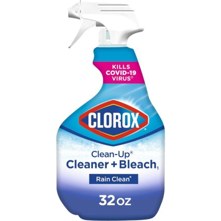  Blue spray bottle of Clorox Clean-Up Cleaner + Bleach on a white background