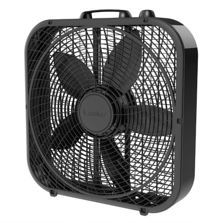  The Lasko 20 Cool Colors Box Fan on a white background