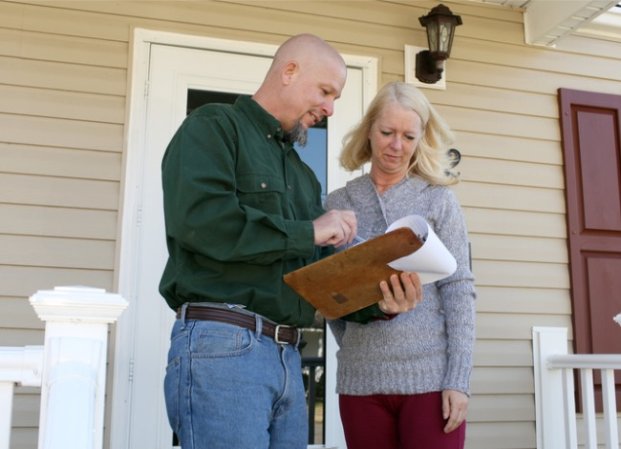 home inspector with homeowner