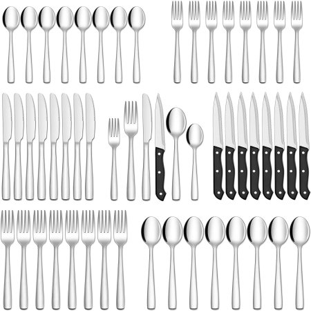  The Best Flatware Sets Option: Hiware 48-Piece Silverware Set with Steak Knives