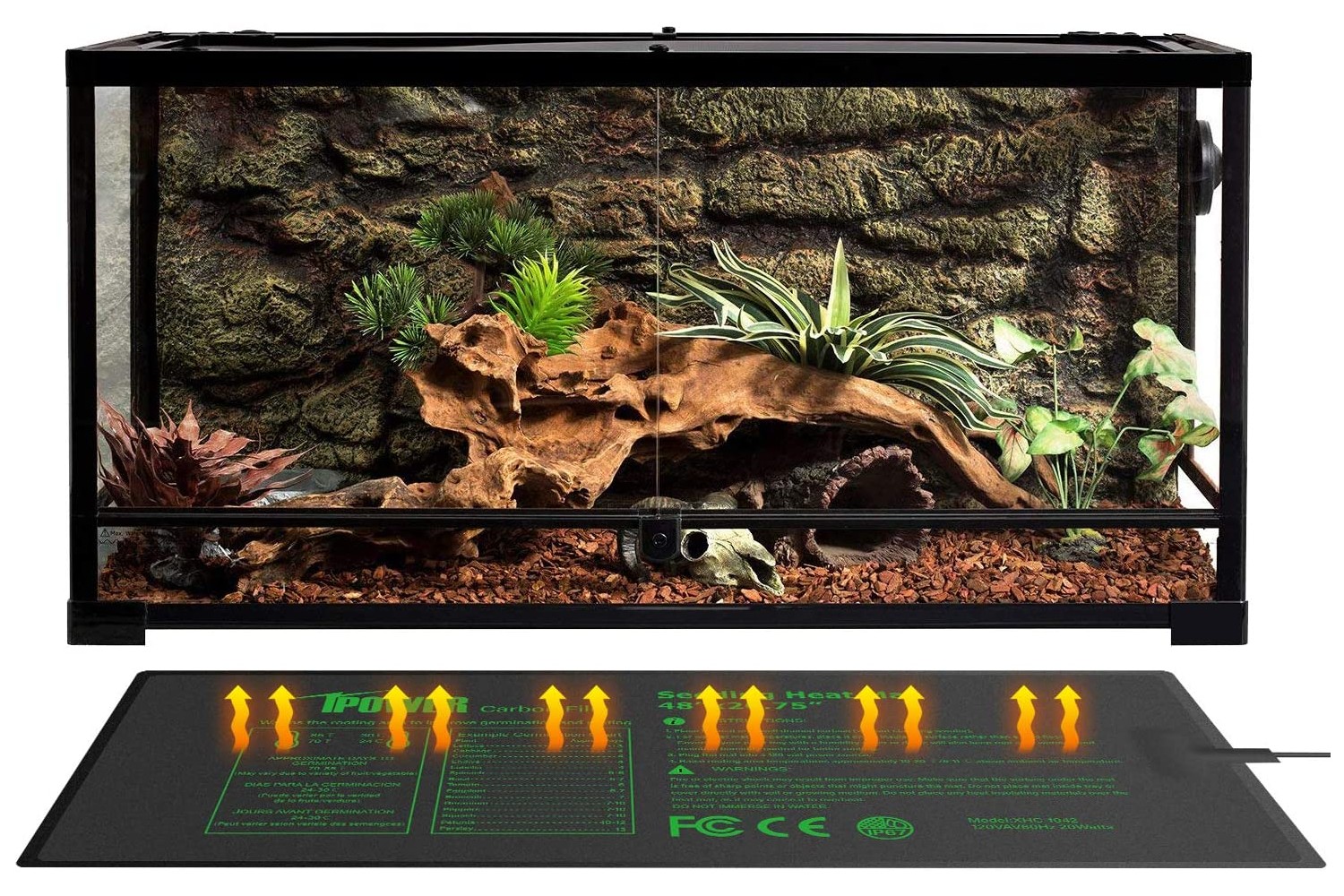 A Seedling Heat Mat in front of a fish tank